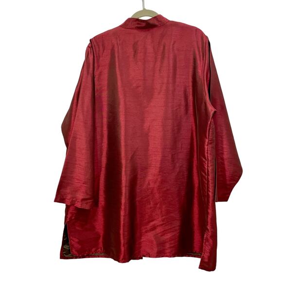 Vintage 90s Silhouettes Red Tank Topper Set Satin Nylon Sz 18 - Picture 3 of 8